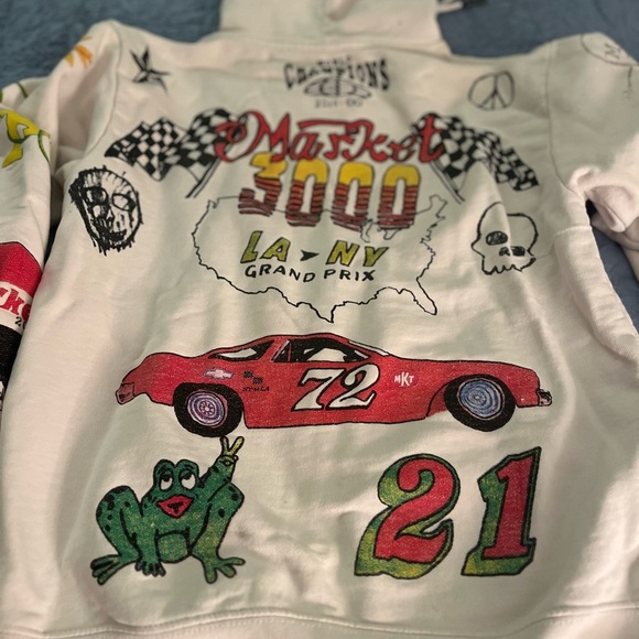 Market Varsity Hand Drawn Hoodie Mens Small - Picture 3 of 4